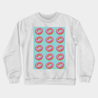 Watercolor donuts pattern - pink and blue background Crewneck Sweatshirt